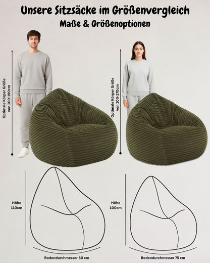 Cordino Drop Sitzsack aus Breitcord – Stylischer Komfort für jedes Zuhause