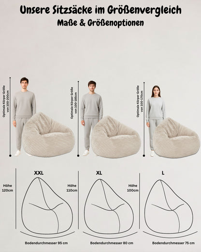 Cordino Drop Sitzsack aus Breitcord – Stylischer Komfort für jedes Zuhause