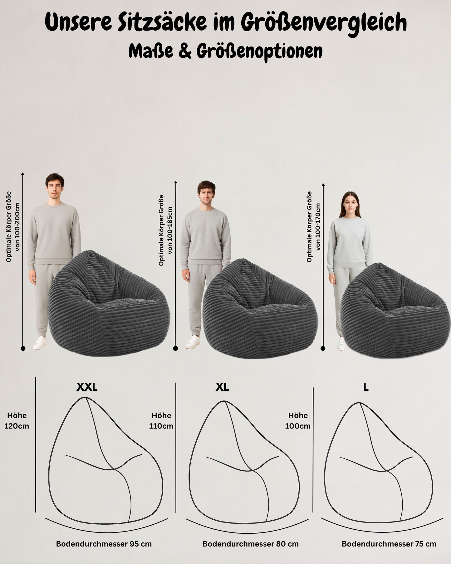 Cordino Drop Sitzsack aus Breitcord – Stylischer Komfort für jedes Zuhause