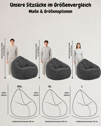 Cordino Drop Sitzsack aus Breitcord – Stylischer Komfort für jedes Zuhause