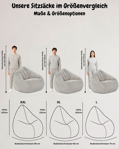 Cordino Drop Sitzsack aus Breitcord – Stylischer Komfort für jedes Zuhause