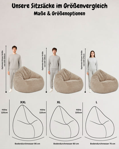 Cordino Drop Sitzsack aus Breitcord – Stylischer Komfort für jedes Zuhause