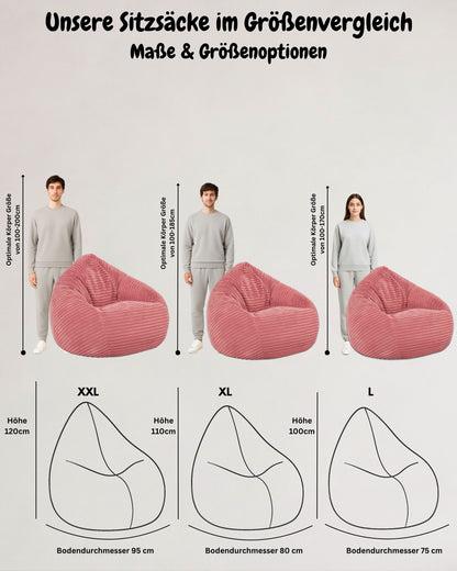 Cordino Drop Sitzsack aus Breitcord – Stylischer Komfort für jedes Zuhause