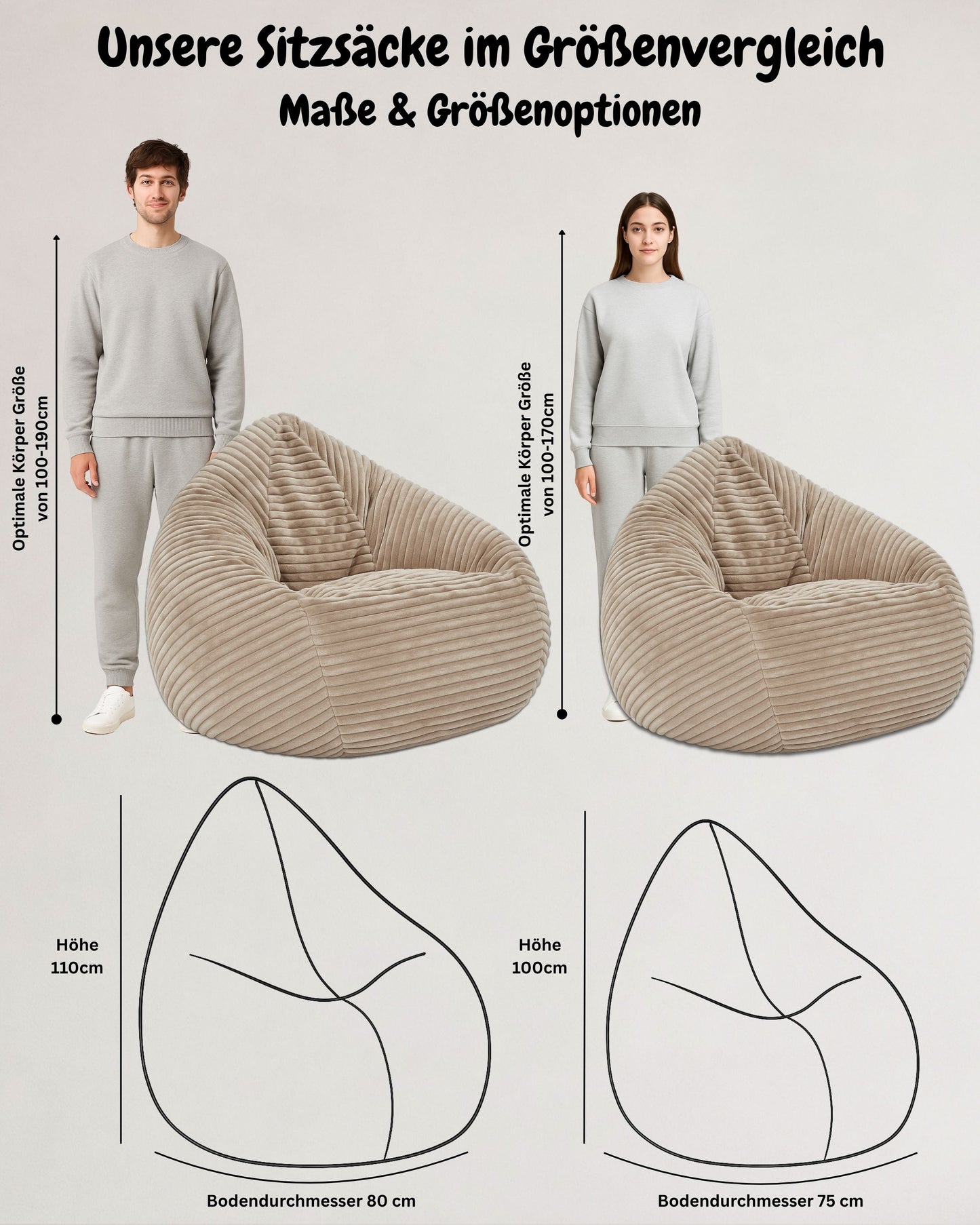 Cordino Drop Sitzsack aus Breitcord – Stylischer Komfort für jedes Zuhause