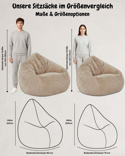 Cordino Drop Sitzsack aus Breitcord – Stylischer Komfort für jedes Zuhause