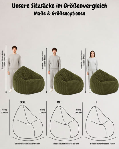 Cordino Drop Sitzsack aus Breitcord – Stylischer Komfort für jedes Zuhause