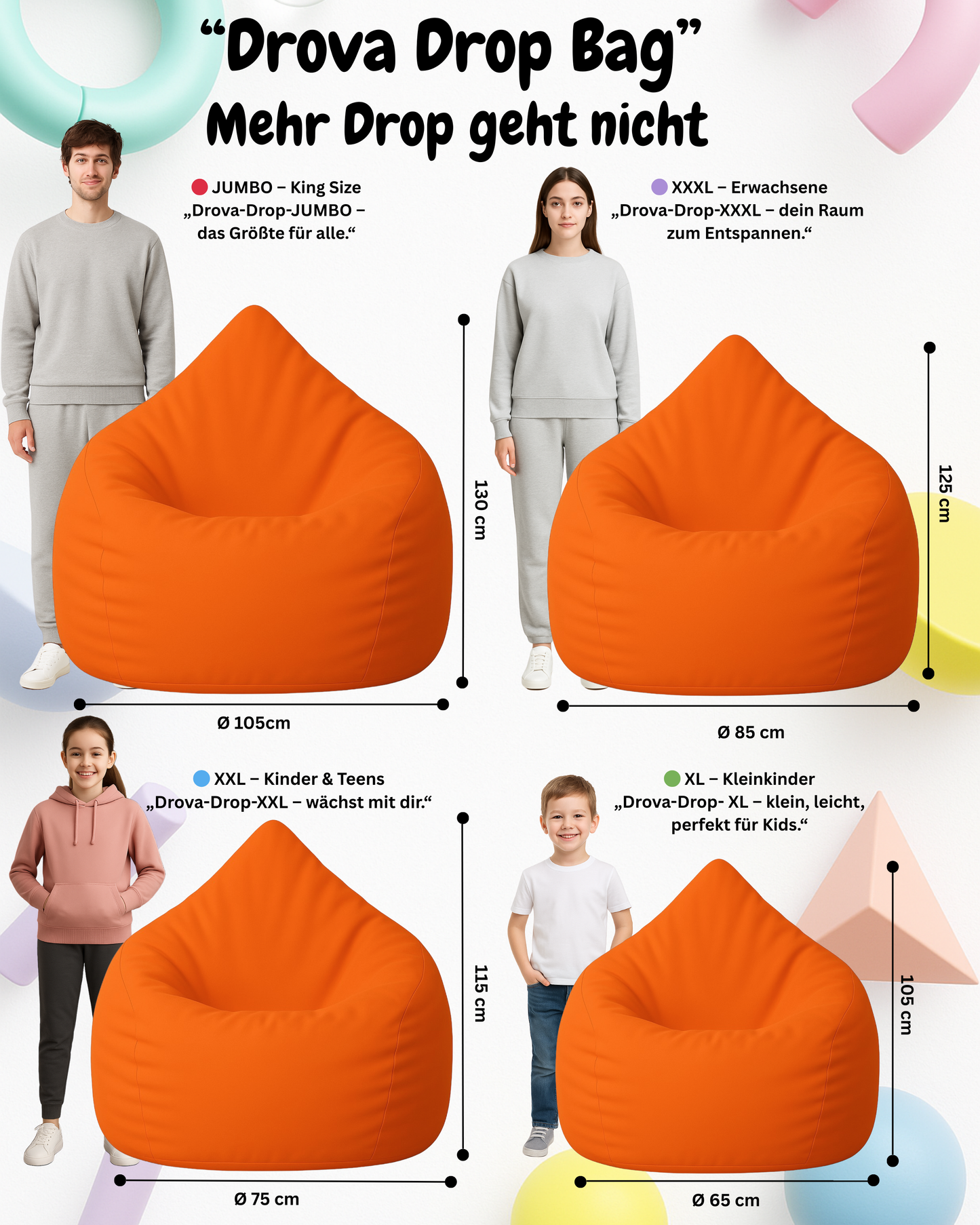 Sitzsack in Tropfenform