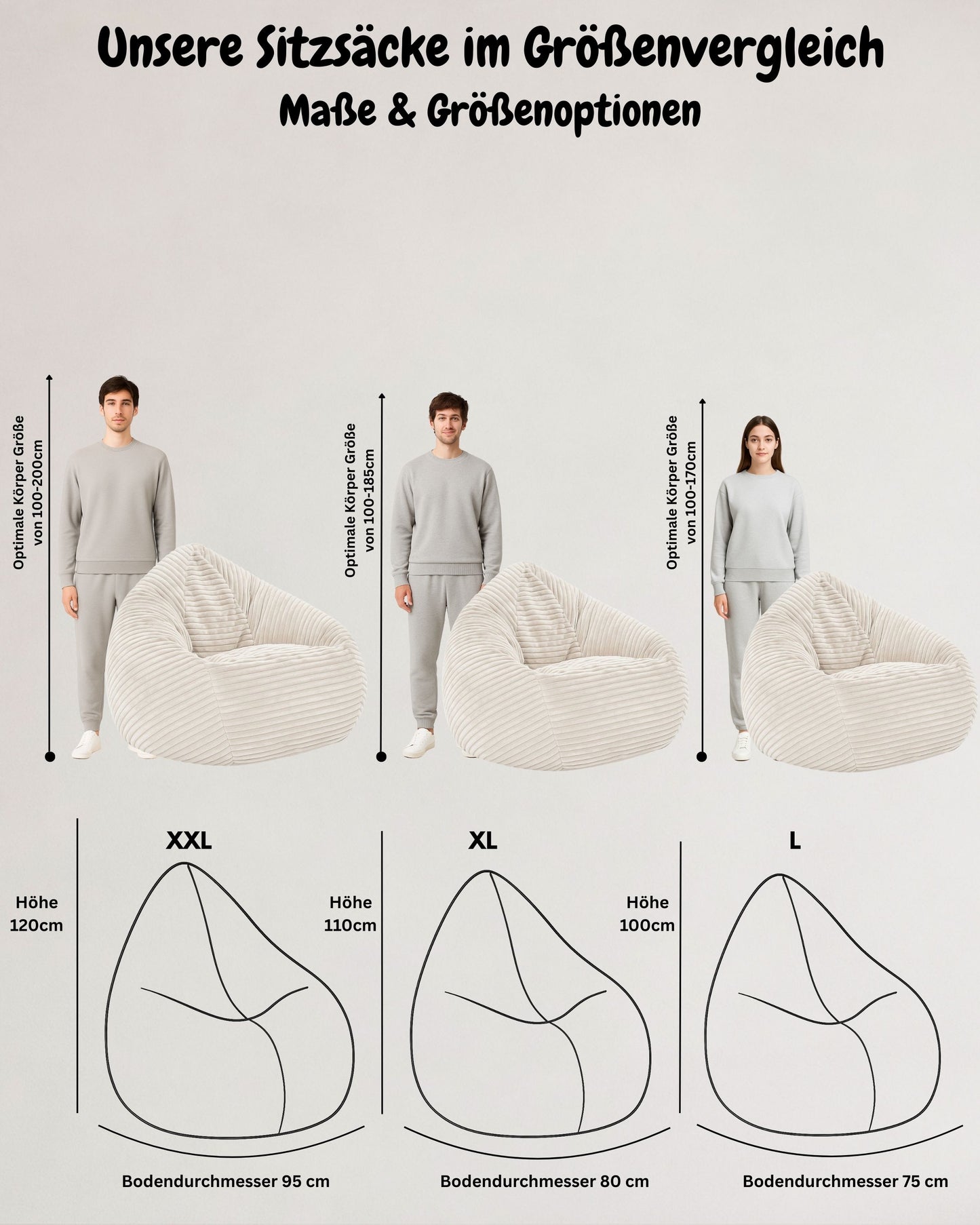 PatchHome Cordino Sitzsack aus Breitcord – Komfort pur