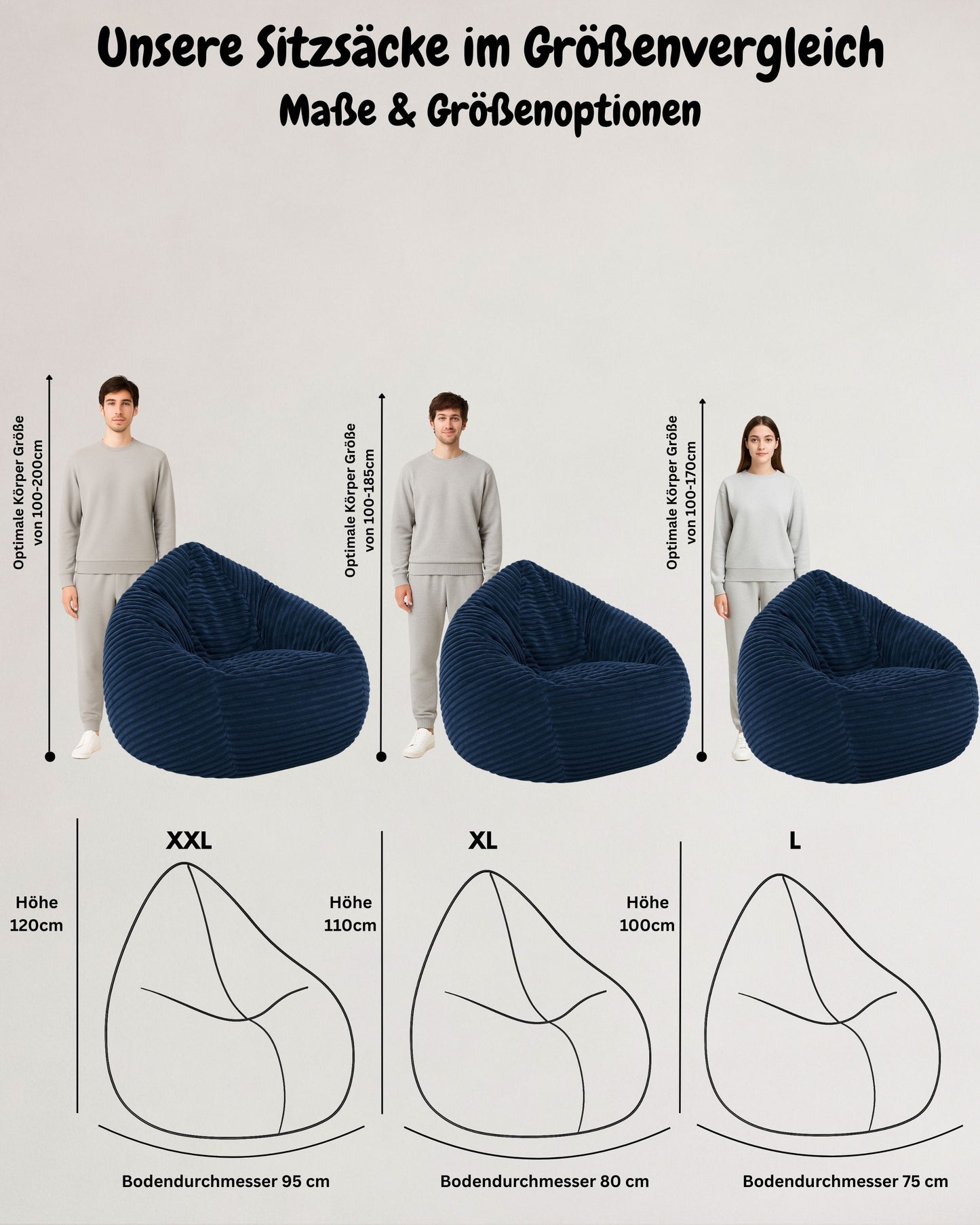 PatchHome Cordino Sitzsack aus Breitcord – Komfort pur