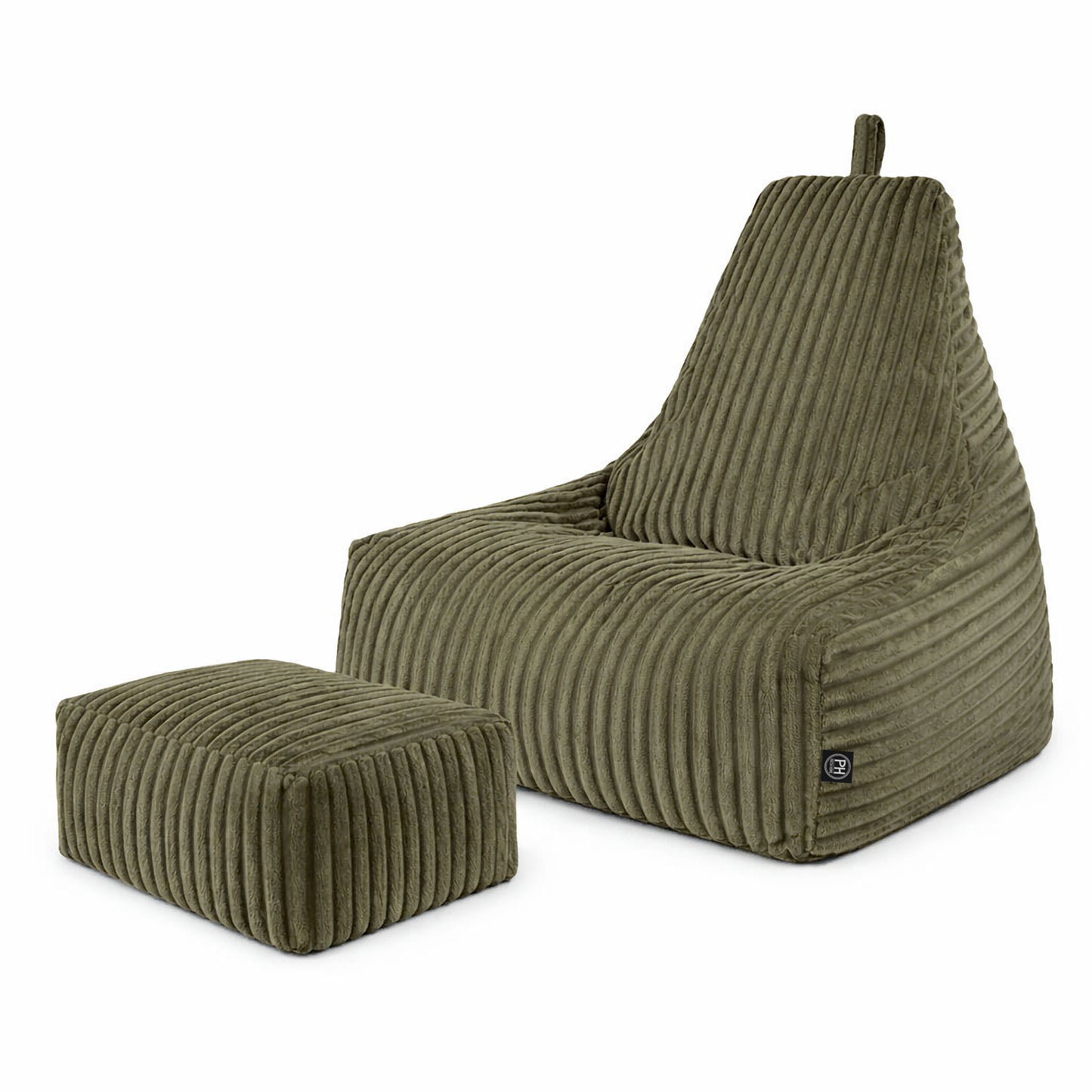 PatchHome Deluxe Cord Sitzsack Lounge Sessel mit Hocker