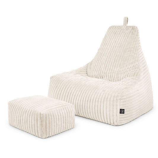 PatchHome Deluxe Cord Sitzsack Lounge Sessel mit Hocker
