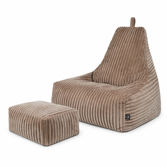 PatchHome Deluxe Cord Sitzsack Lounge Sessel mit Hocker