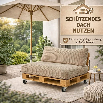 Paletti Cord™ Palettenpolster Set – Sitz- & Rückenkissen für Europaletten