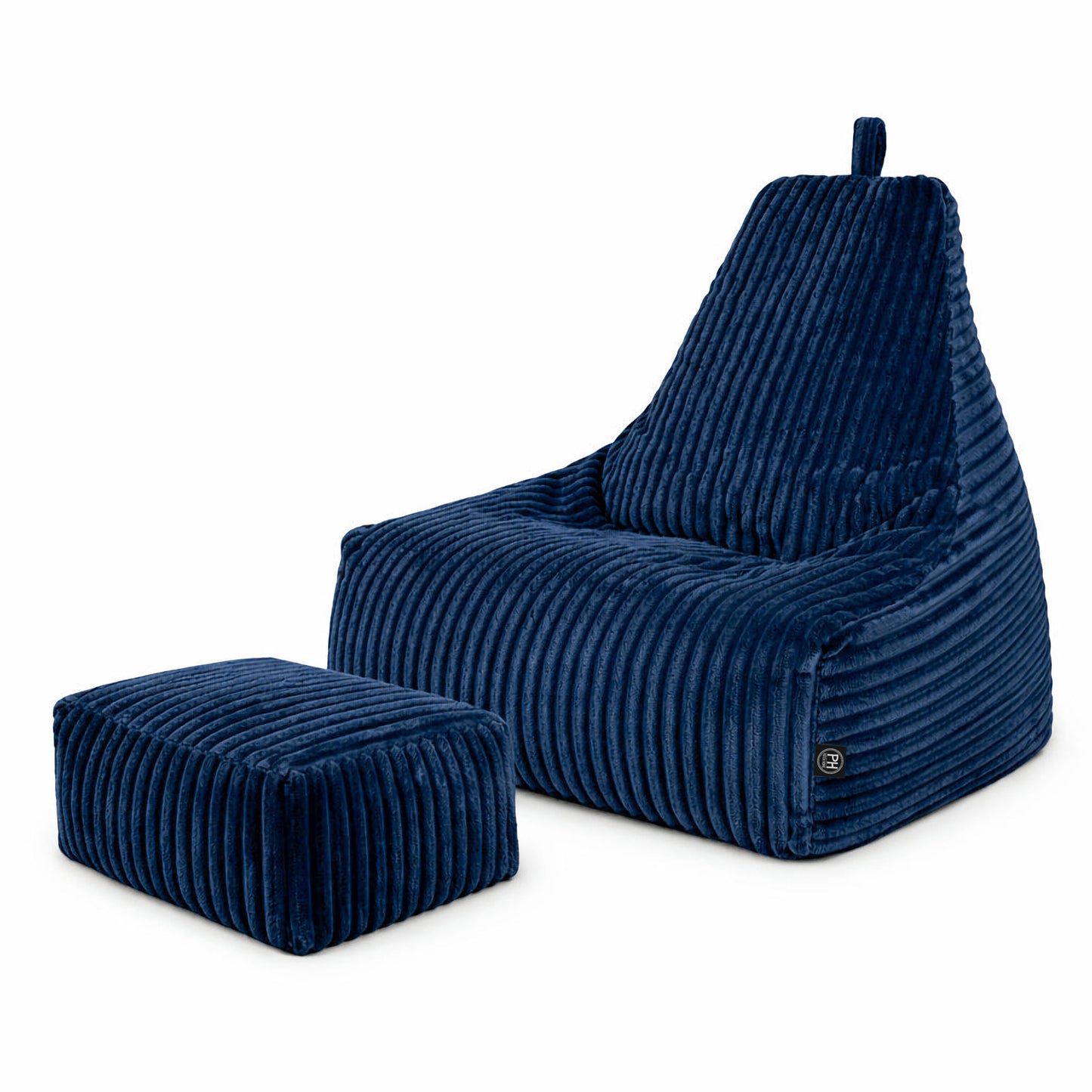 PatchHome Deluxe Cord Sitzsack Lounge Sessel mit Hocker