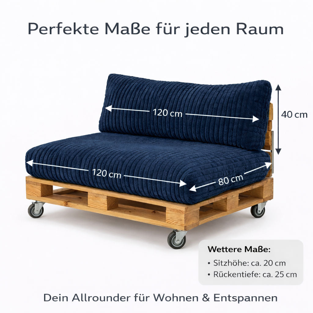 Paletti Cord™ Palettenpolster Set – Sitz- & Rückenkissen für Europaletten