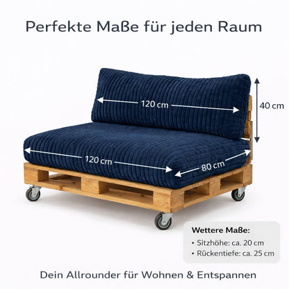 Paletti Cord™ Palettenpolster Set – Sitz- & Rückenkissen für Europaletten