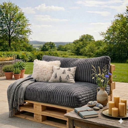 Paletti Cord™ Palettenpolster Set – Sitz- & Rückenkissen für Europaletten