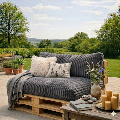 Paletti Cord™ Palettenpolster Set – Sitz- & Rückenkissen für Europaletten