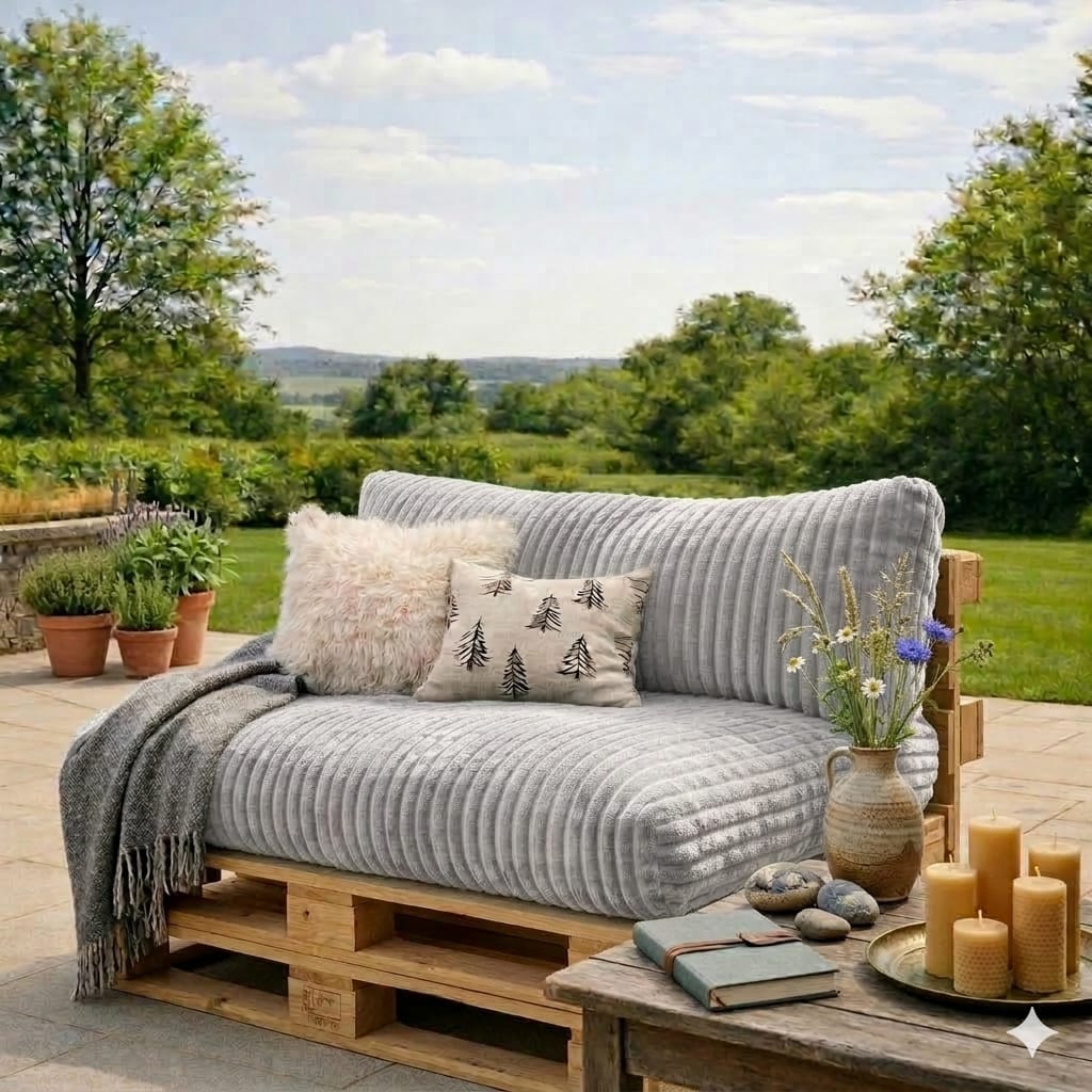 Paletti Cord™ Palettenpolster Set – Sitz- & Rückenkissen für Europaletten