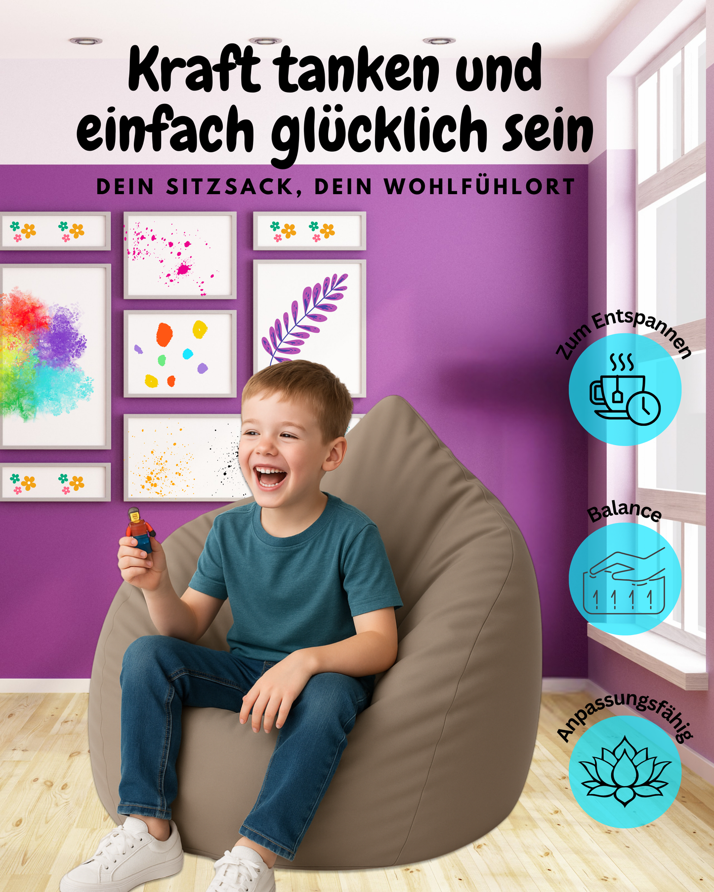 Sitzsack in Tropfenform