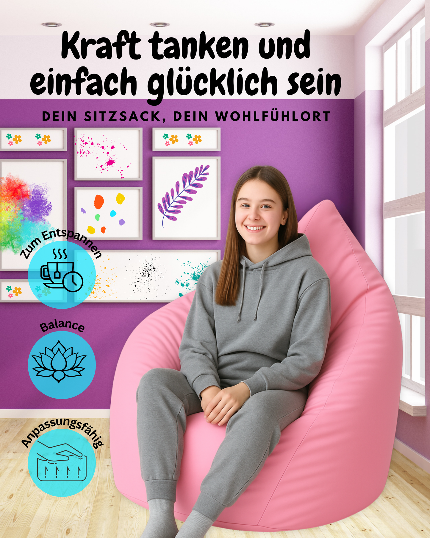 Sitzsack in Tropfenform