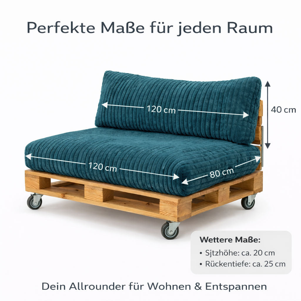 Paletti Cord™ Palettenpolster Set – Sitz- & Rückenkissen für Europaletten