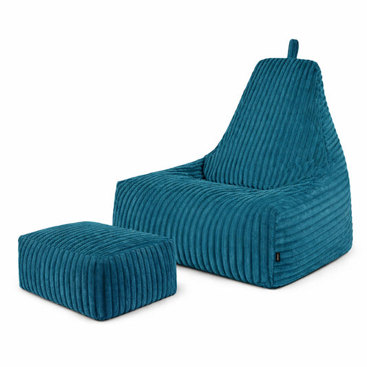 PatchHome Deluxe Cord Sitzsack Lounge Sessel mit Hocker