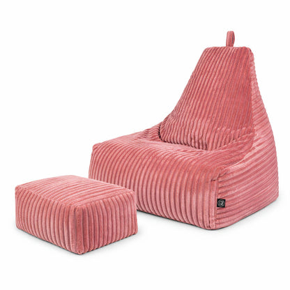 PatchHome Deluxe Cord Sitzsack Lounge Sessel mit Hocker