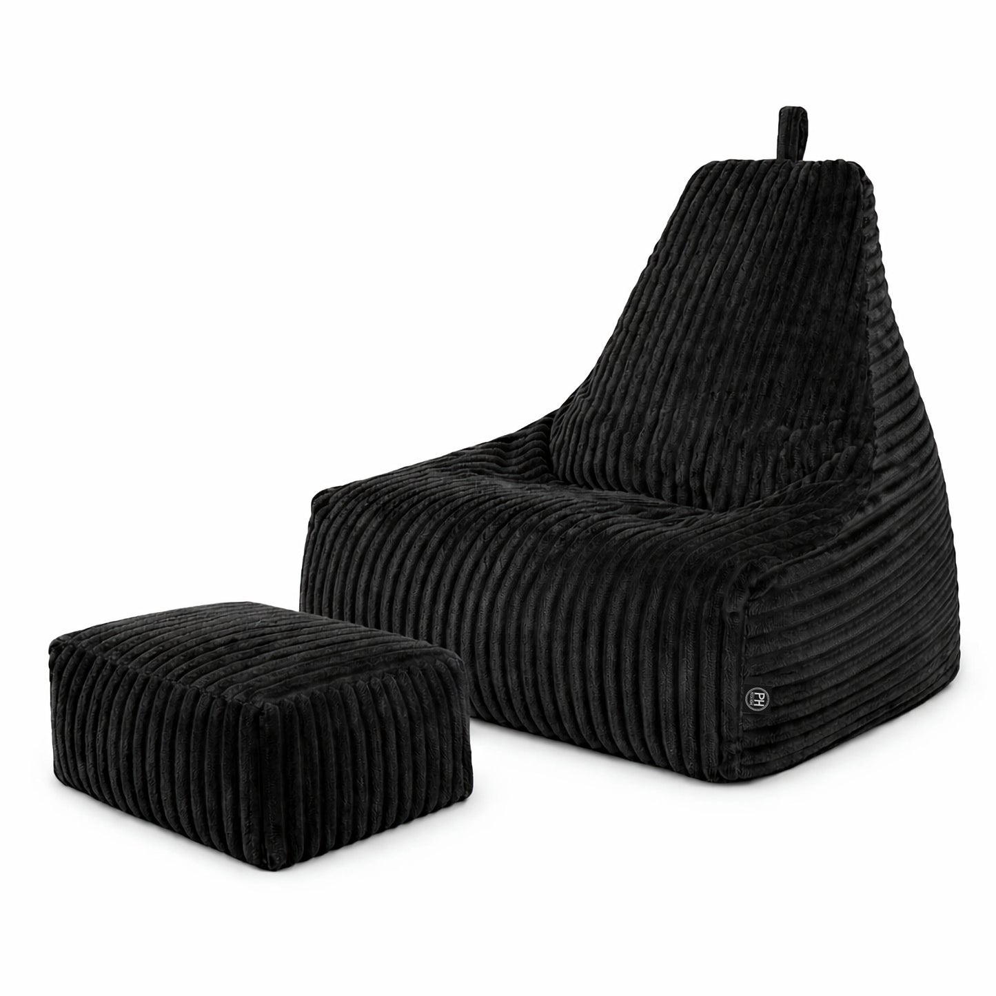 PatchHome Deluxe Cord Sitzsack Lounge Sessel mit Hocker