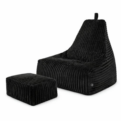 PatchHome Deluxe Cord Sitzsack Lounge Sessel mit Hocker