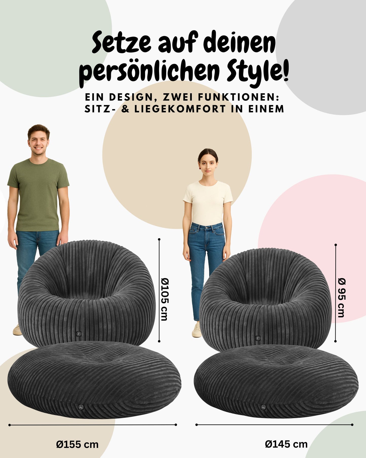 PatchHome Cord 2-in-1 Sitzsack– Stilvoller Komfort für jedes Zuhause
