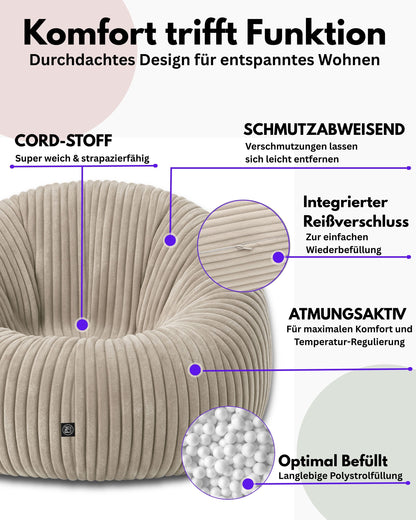 PatchHome Cord 2-in-1 Sitzsack– Stilvoller Komfort für jedes Zuhause