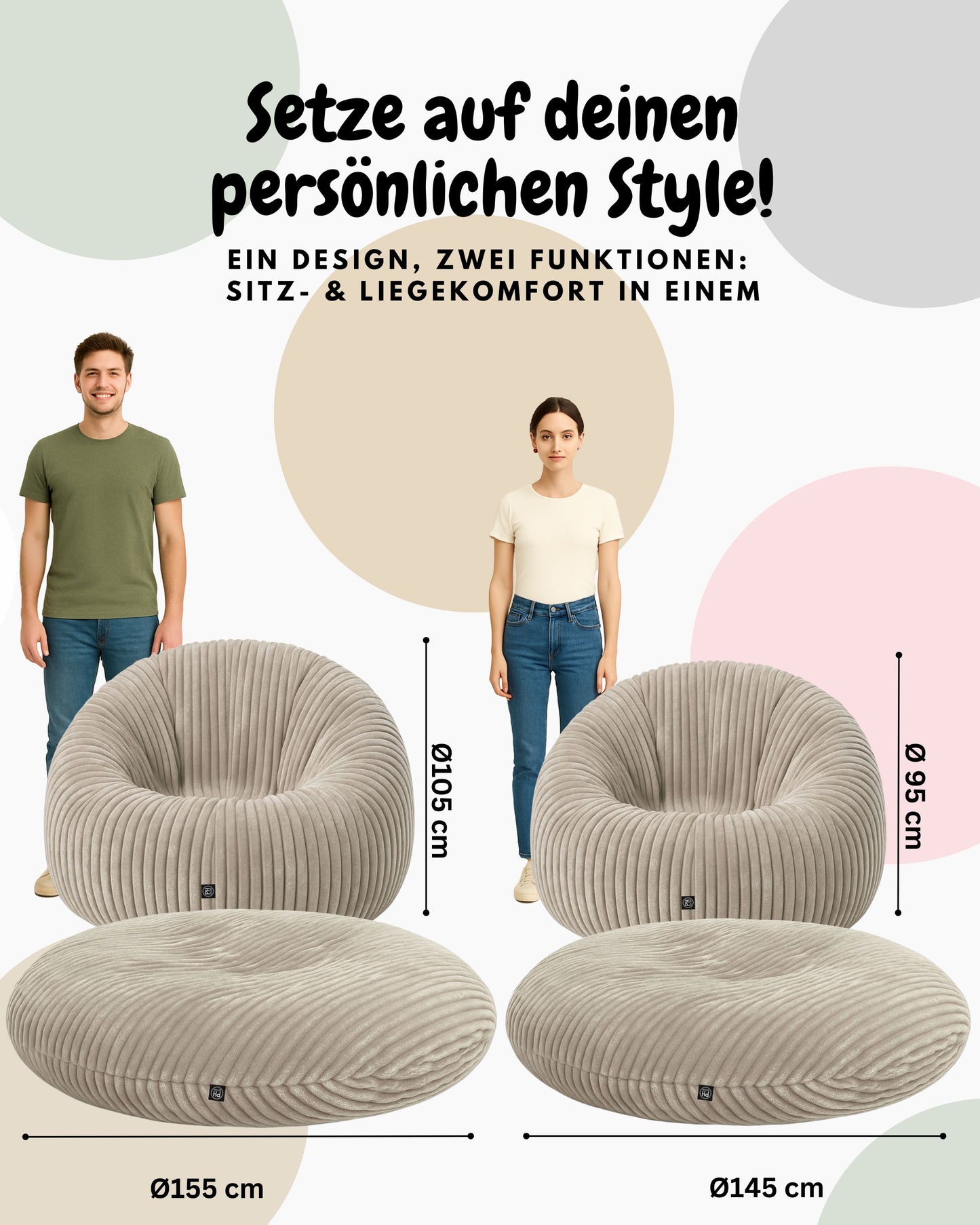 PatchHome Cord 2-in-1 Sitzsack– Stilvoller Komfort für jedes Zuhause