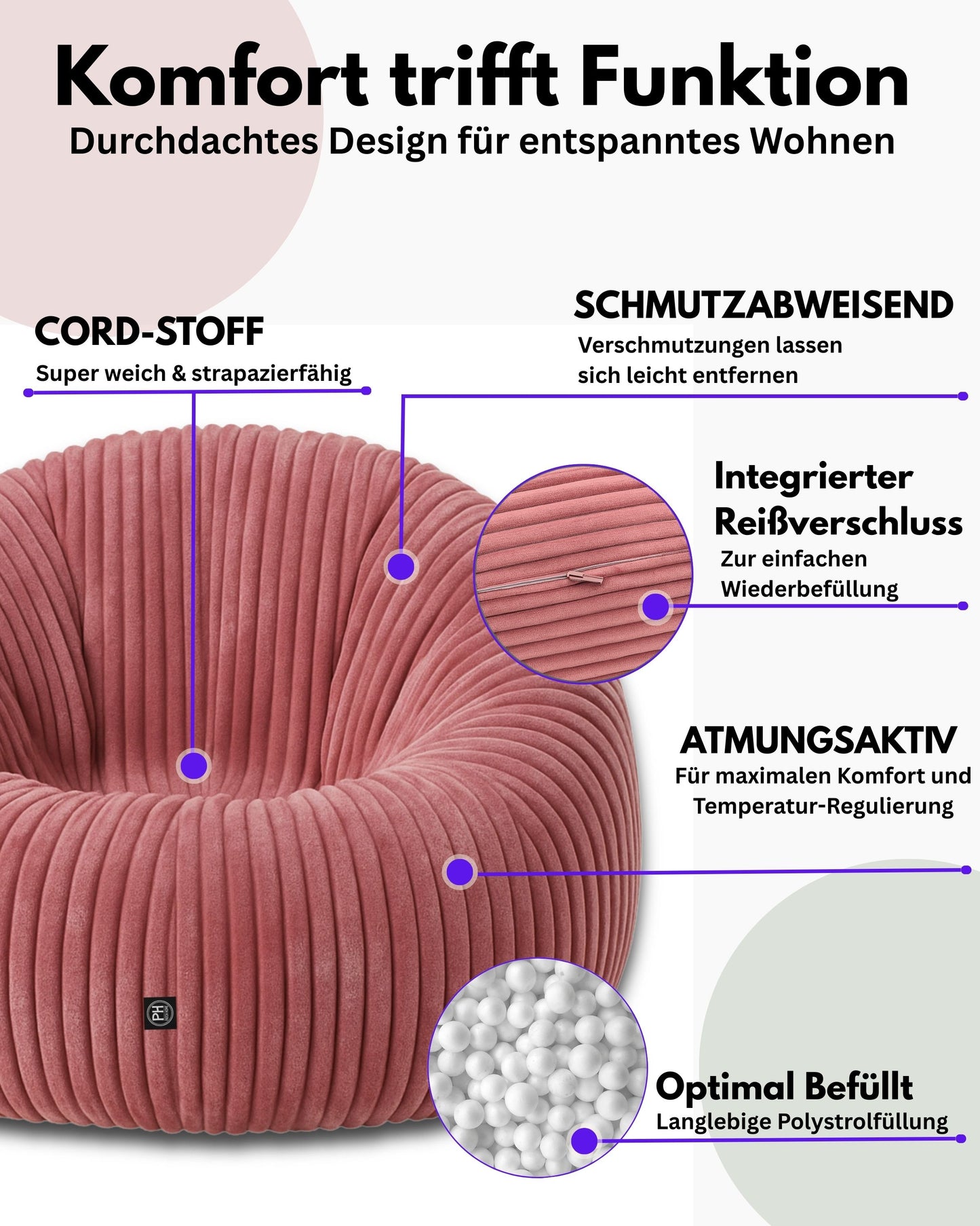 PatchHome Cord 2-in-1 Sitzsack– Stilvoller Komfort für jedes Zuhause